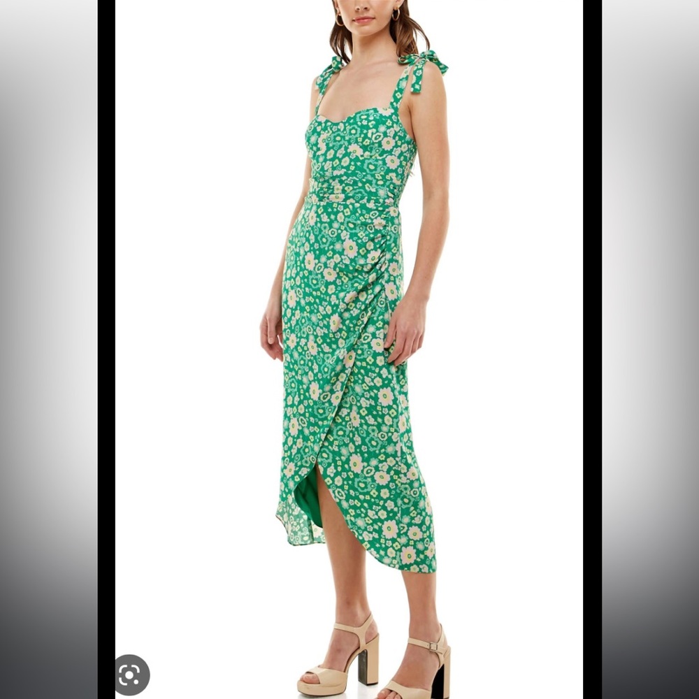 Wayf Malibu Faux Wrap Midi Dress Size XS